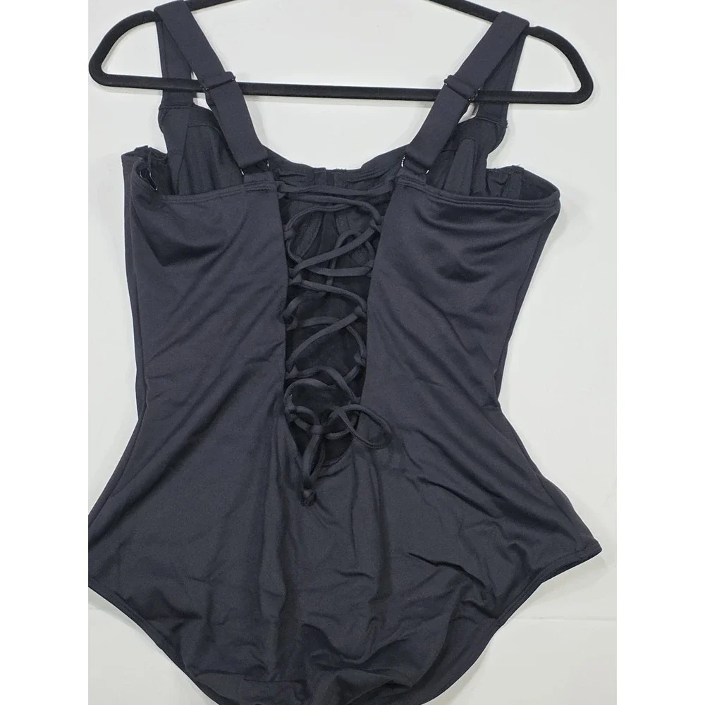 TA3 Lifty One Piece Swimsuit XL Regular Long B/C Cup Black Compression NWT